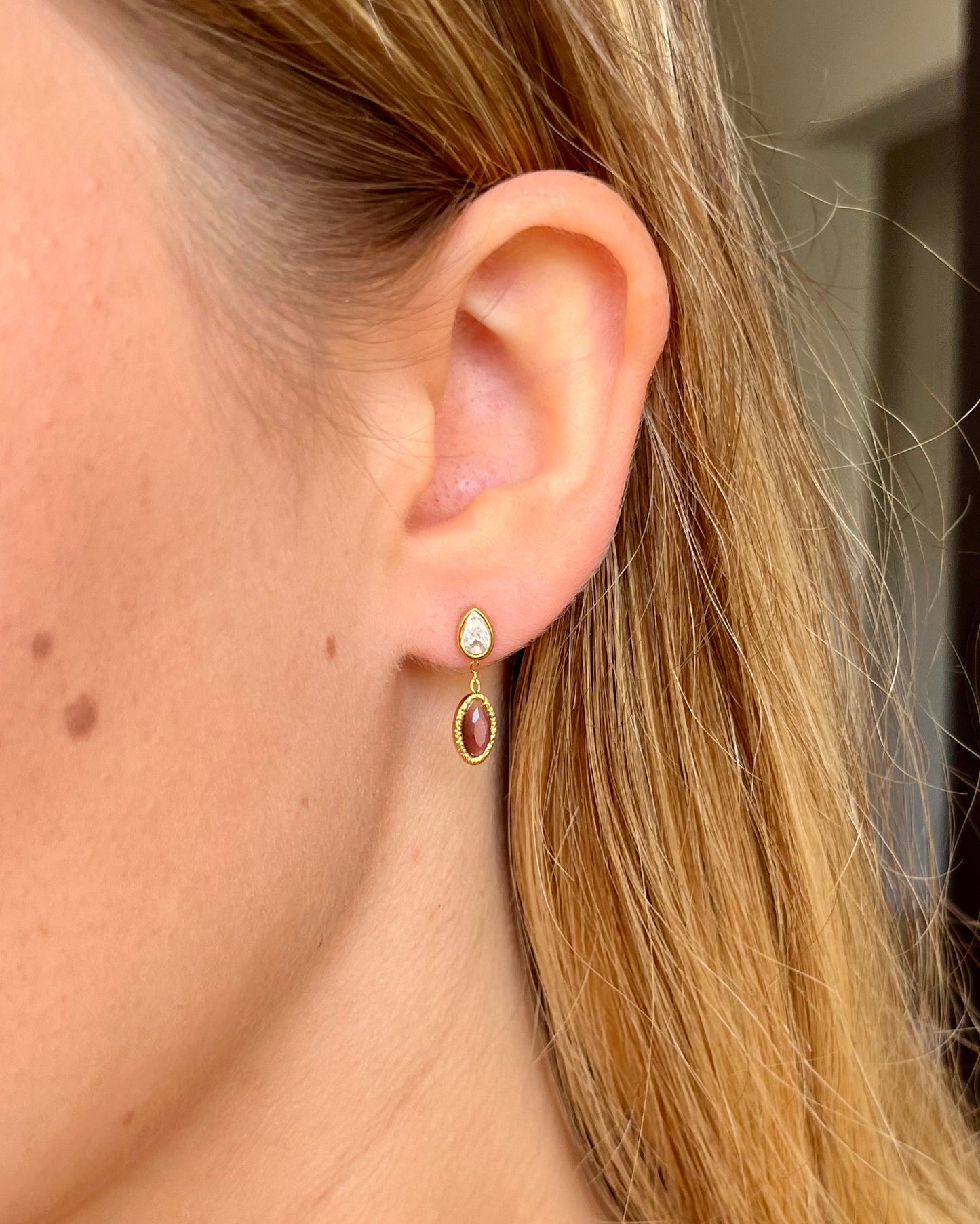 Boucles d'oreilles goutte cristal et pierre  SOHO