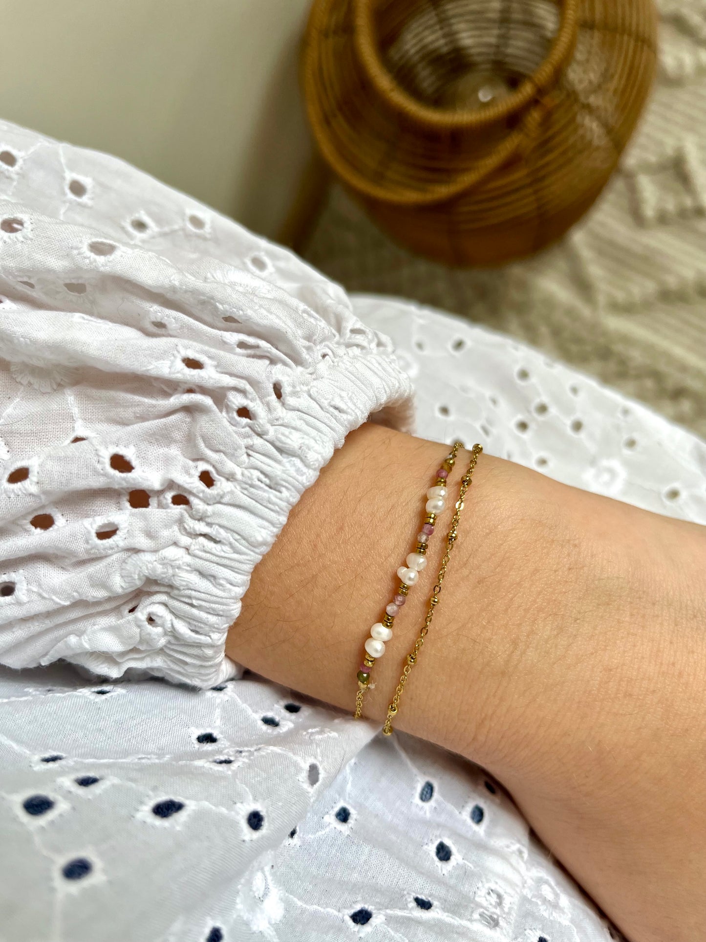 Bracelet double rangs pierres naturelles ARYNE