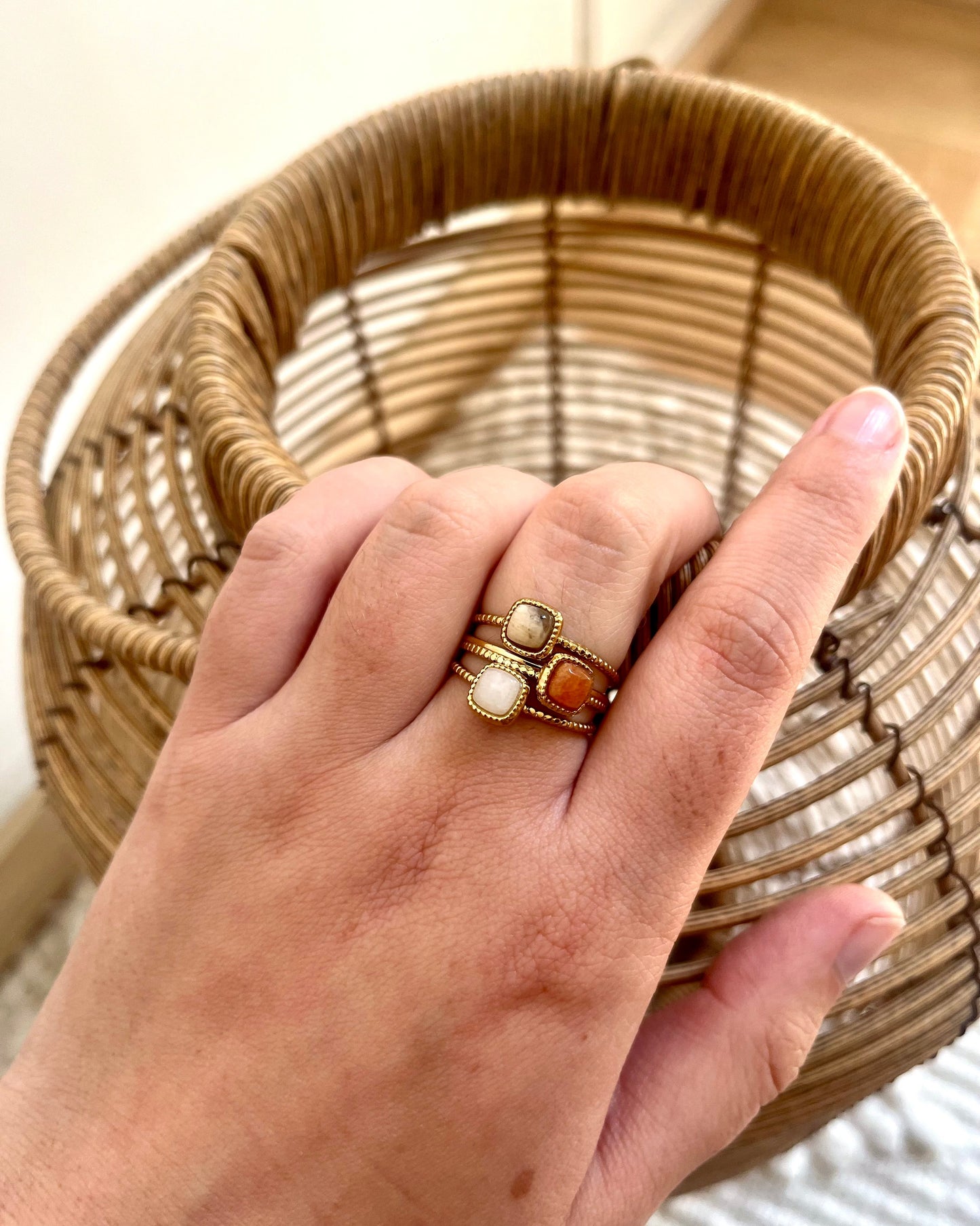 Bague trio pierres naturelles HALLY