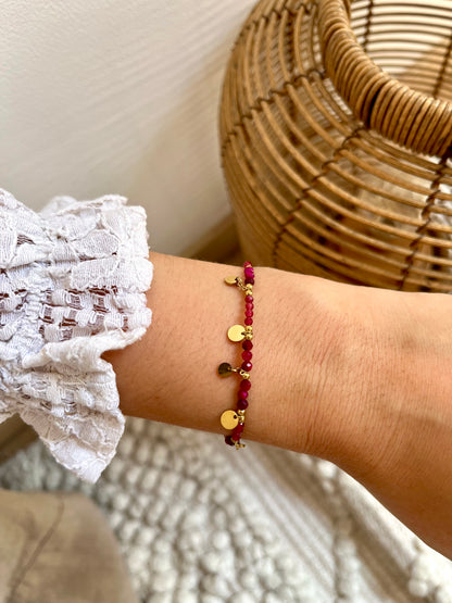 Bracelet avec pampilles rondes en pierres naturelles PONNY