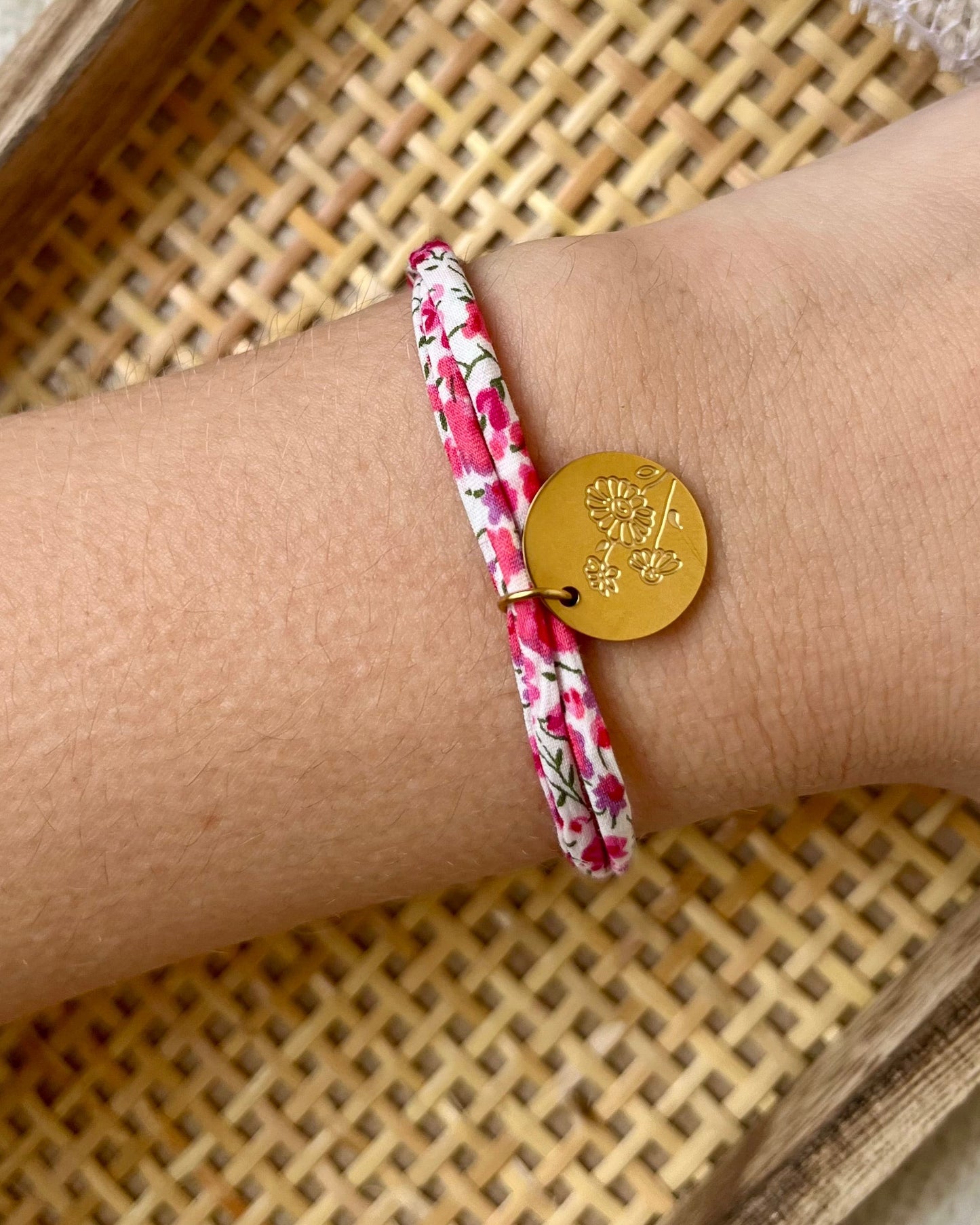 Bracelet liberty personnalisé tissu avec breloque