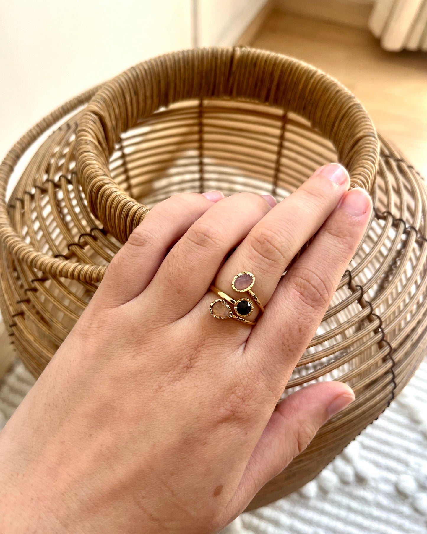 Bague élégante 3 pierres naturelles GEMMYO