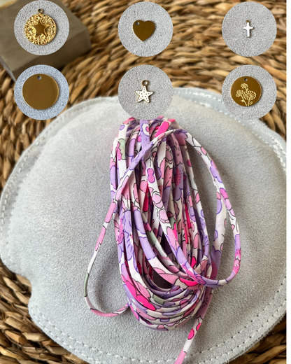 Bracelet liberty personnalisé tissu avec breloque