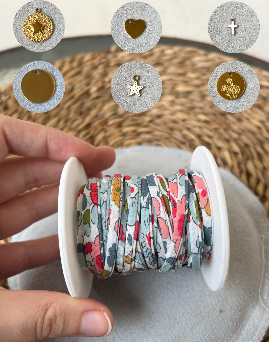 Bracelet liberty personnalisé tissu avec breloque