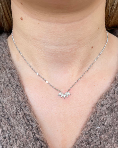 Collier fleur en strass argenté Acier inoxydable LIVIA