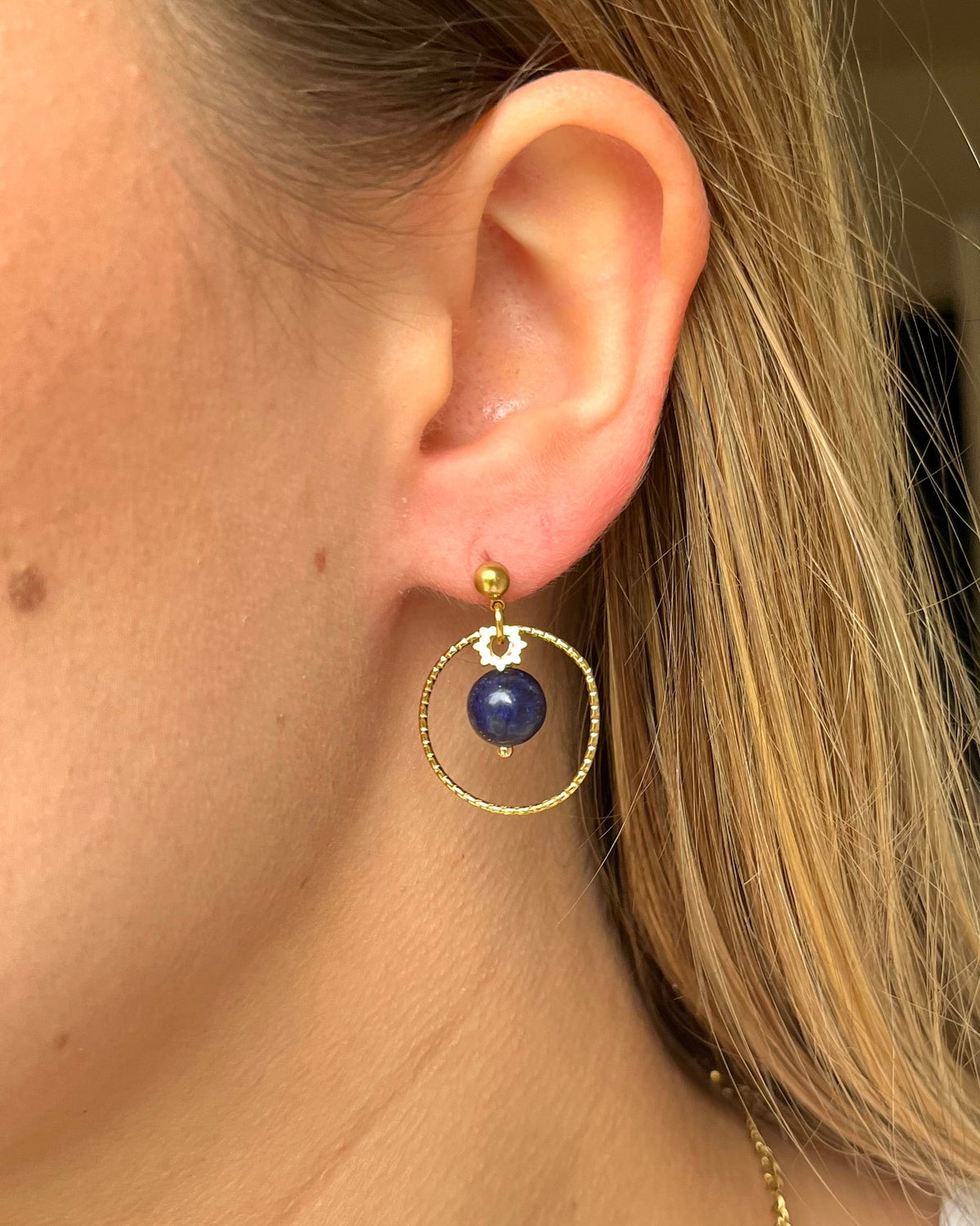Boucles d'oreilles soleil et anneau CILIA