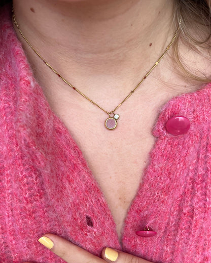 Collier avec pendentif rhodonite pierre naturelle TALINA