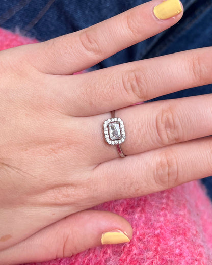 Bague strass rectangulaire Oxyde de zirconium CAMELIA