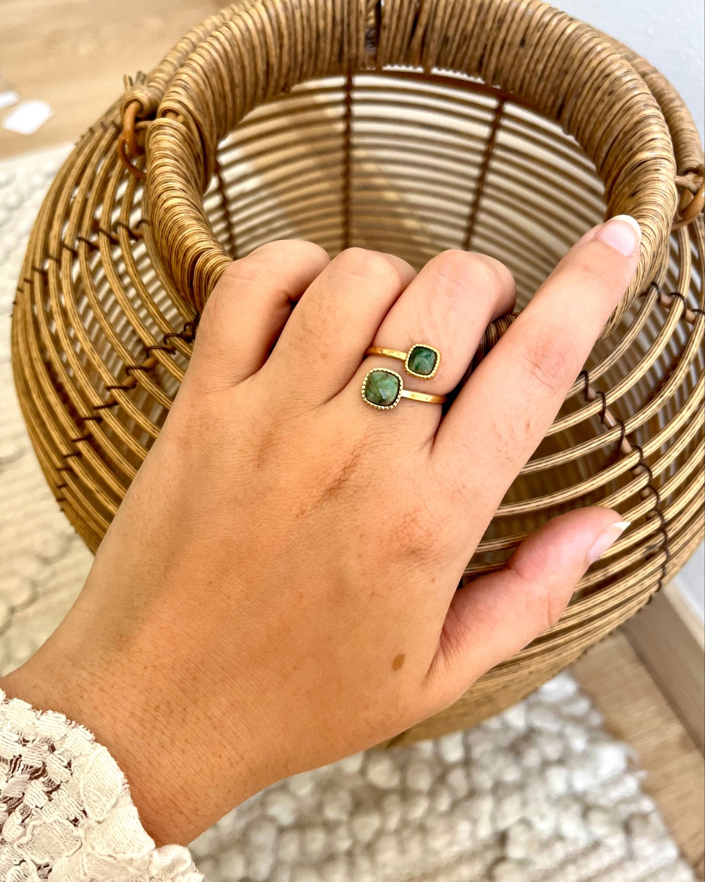Bague double en pierres naturelles DELIA
