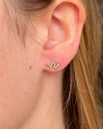 Puces d'oreilles Serpent avec strass Acier inoxydable  - SERPENT