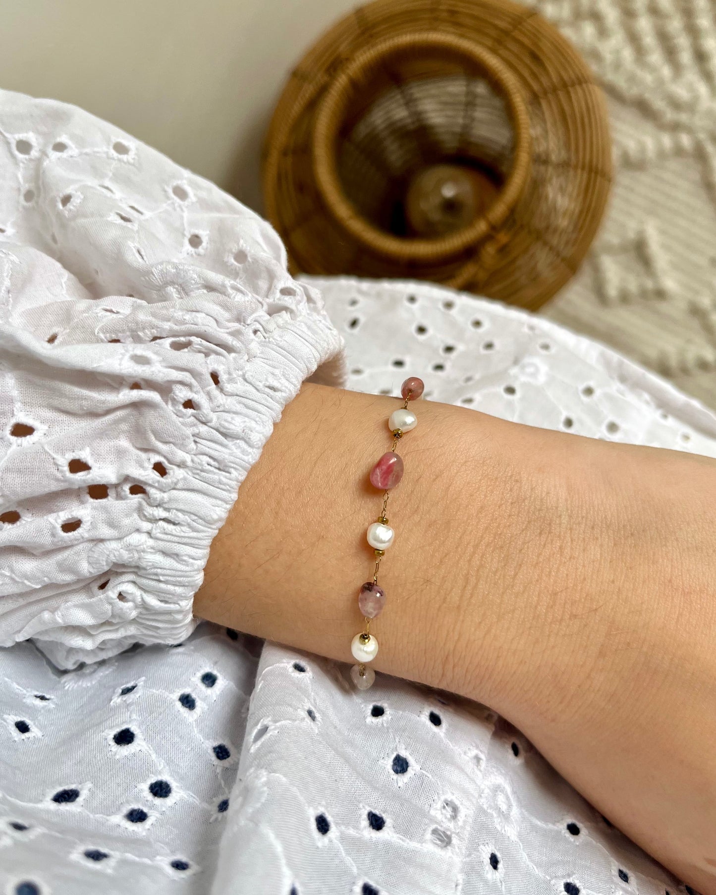 Bracelet perles d'eau douce et pierres naturelles ARIEL