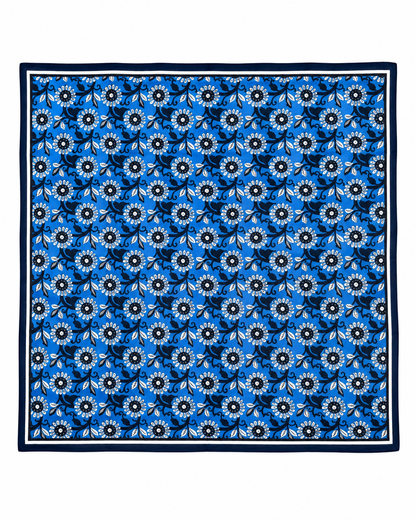 Foulard bleu avec fleurs PAQUI