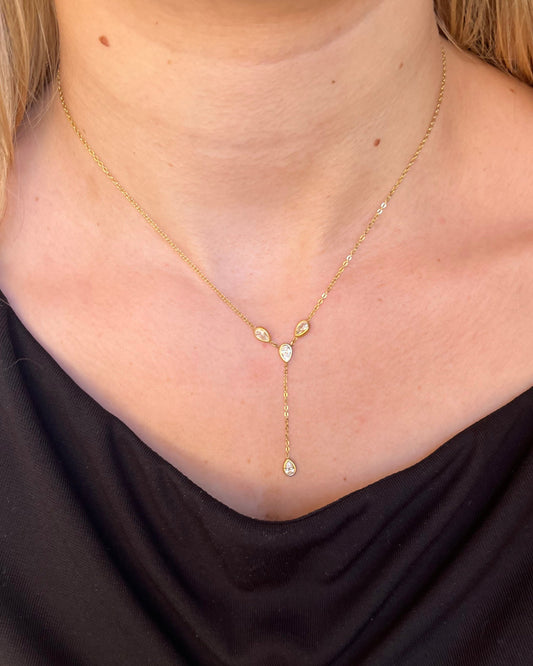 Collier en Y avec strass élégant OMEGA
