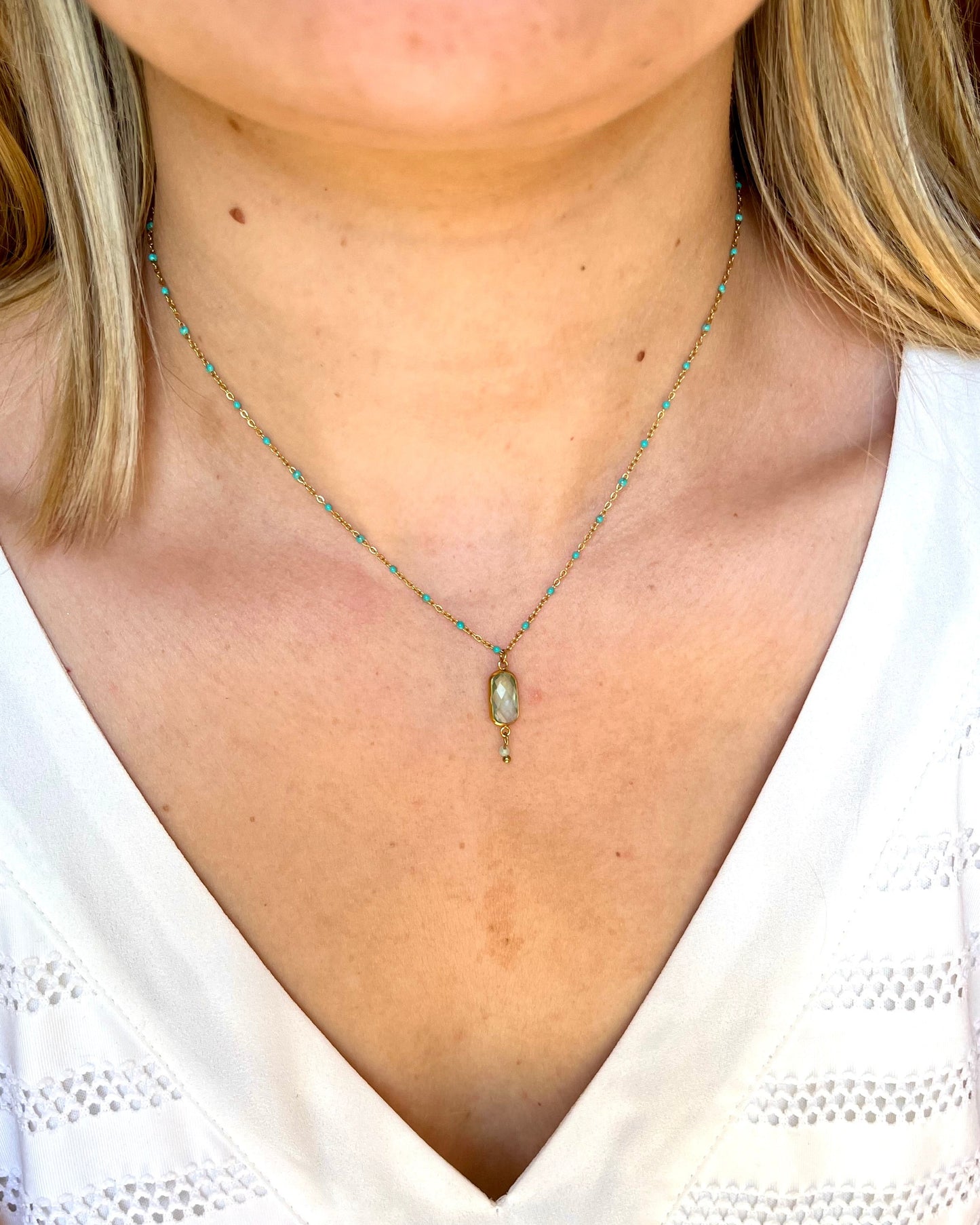 Collier cristal et pierre CLAIRE