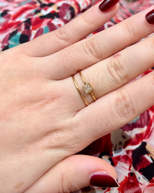 Bague double rang strass blanc Acier inoxydable MARTY