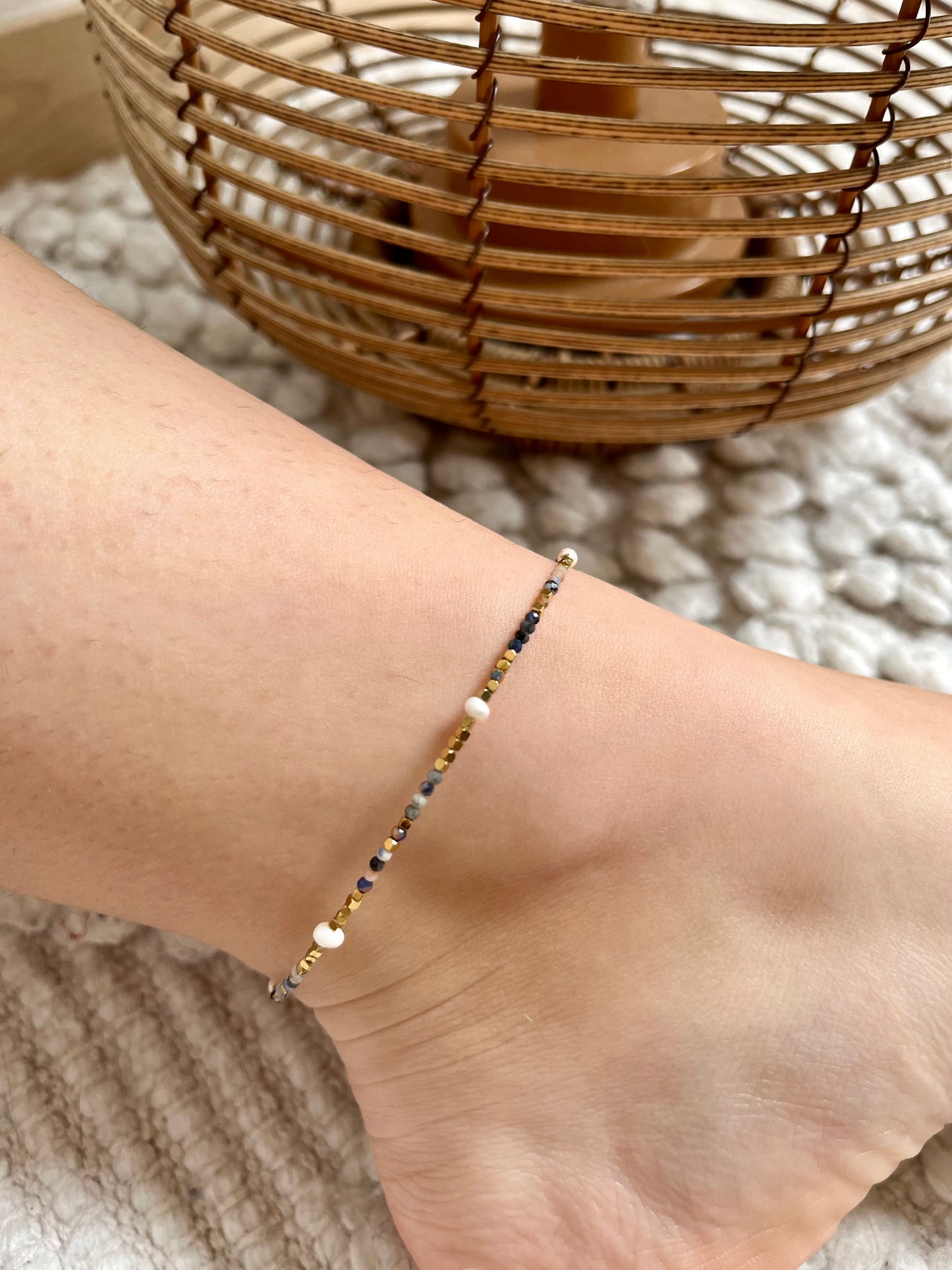 Bracelet de cheville pierres naturelles BALI