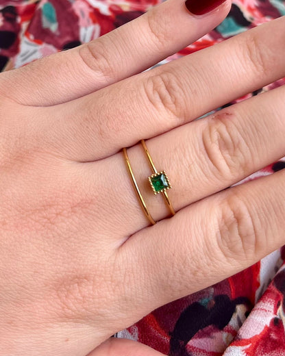 Bague double rang strass vert Acier inoxydable MARTY