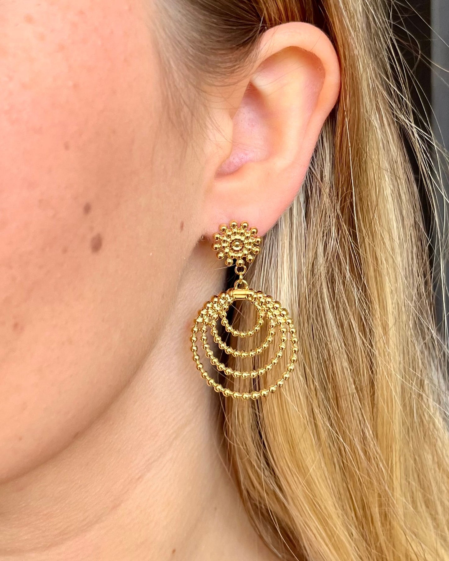 Boucles d'oreilles soleil et multi anneaux