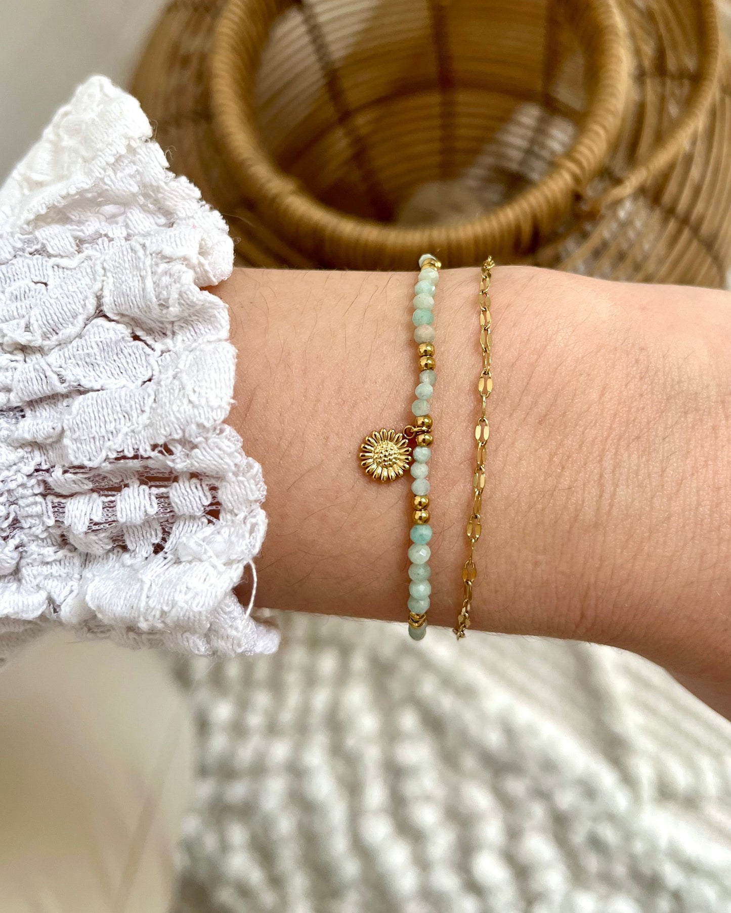 Bracelet double rangs fleur OLI