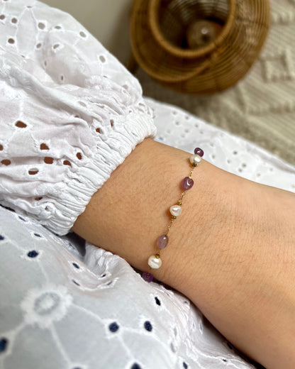 Bracelet perles d'eau douce et pierres naturelles ARIEL