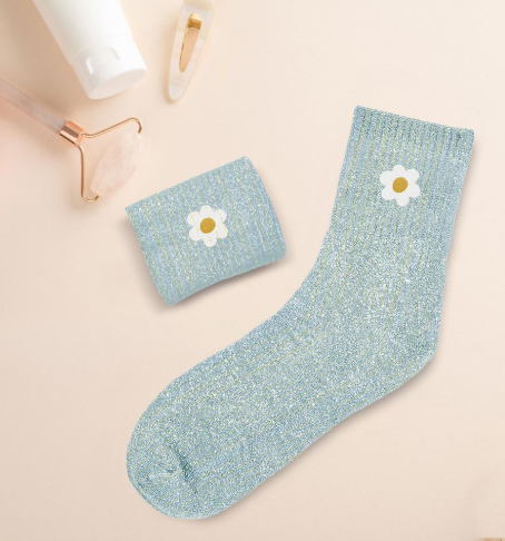 Chaussettes à paillettes Fleur