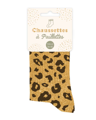 Chaussettes à paillettes Léopard