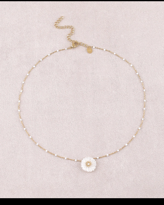 Collier marguerite en nacre blanche MARGUERITE