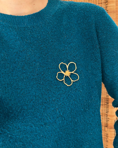 Pins broche Fleur en acier inoxydable