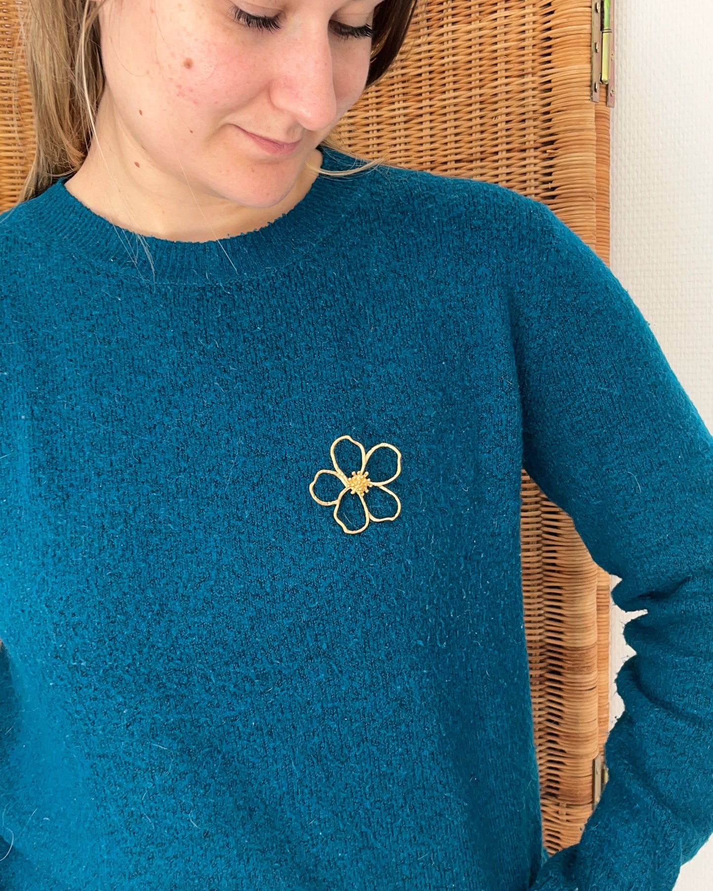 Pins broche Fleur en acier inoxydable