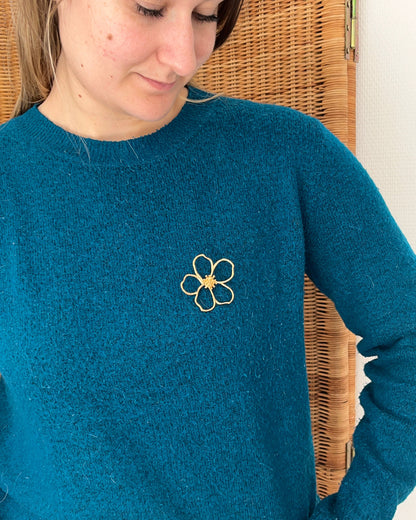 Pins broche Fleur en acier inoxydable