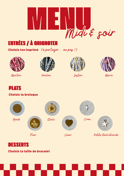 Bracelet liberty personnalisé tissu avec breloque