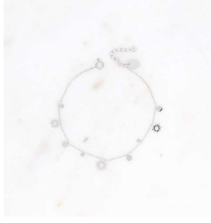 Bracelet breloques soleils et ronds argenté SOLENA