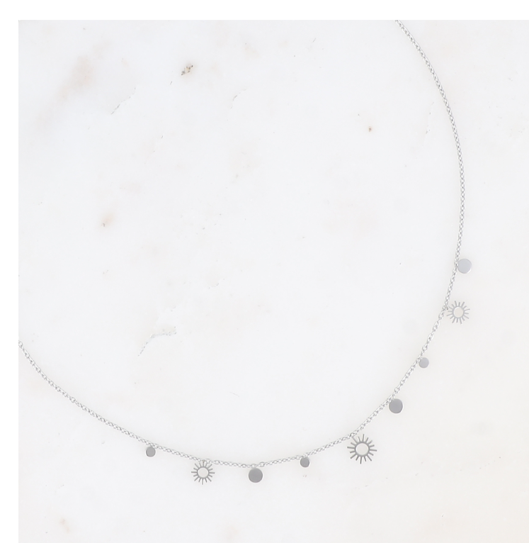 Collier breloques soleils et ronds Acier inoxydable SOLENA