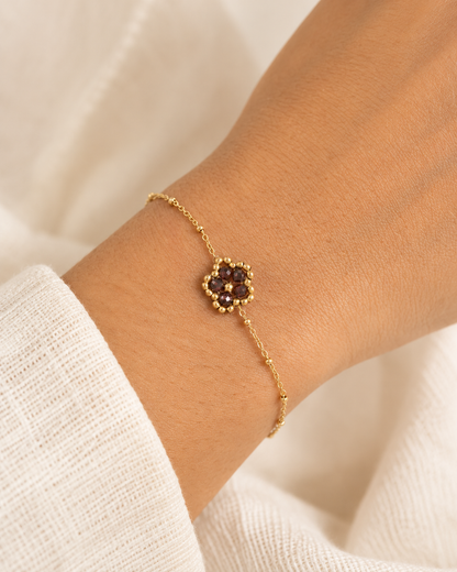 Bracelet doré fleur en pierres naturelles DAHLIA