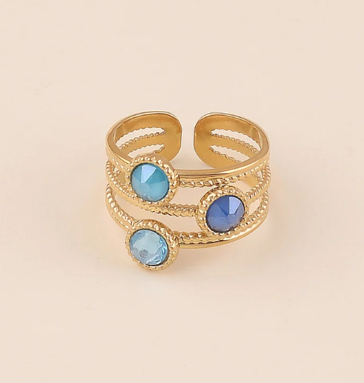 Bague 3 anneaux, ornée de 3 cristaux de Swarovski® DANAE