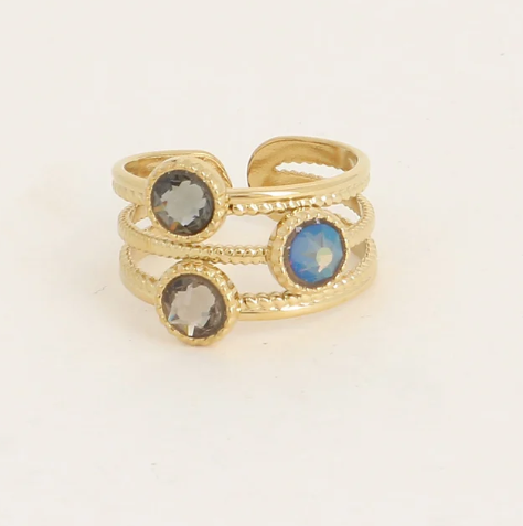 Bague 3 anneaux, ornée de 3 cristaux de Swarovski® DANAE