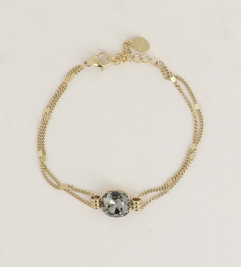 Précommande Bracelet double avec cristal de Swarovski CLARISSE