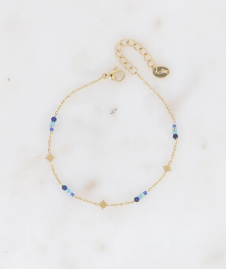 Bracelet doré avec pierres naturelles bleues MILAN