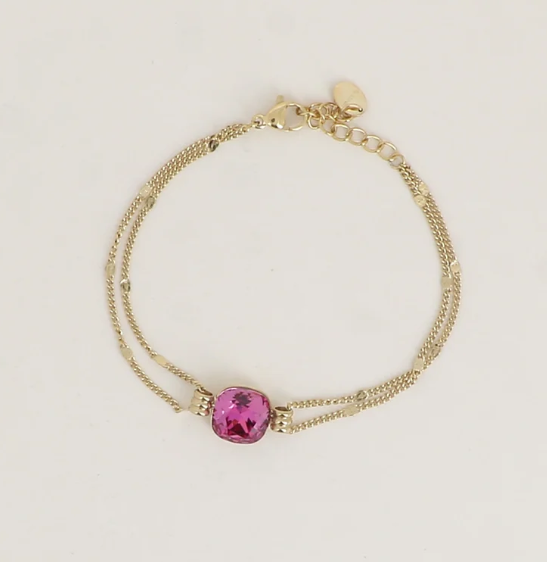 Précommande Bracelet double avec cristal de Swarovski CLARISSE