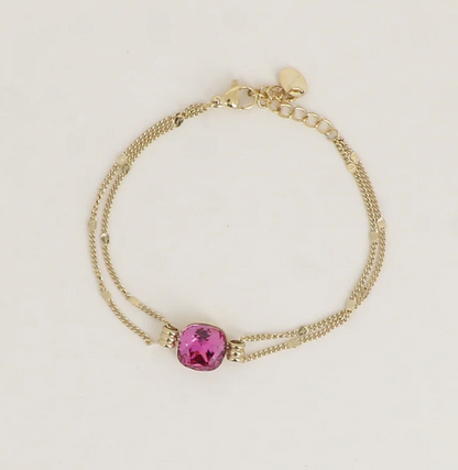 Précommande Bracelet double avec cristal de Swarovski CLARISSE