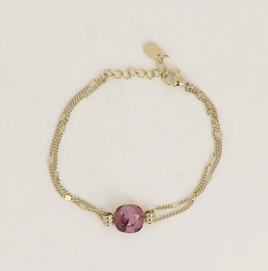 Précommande Bracelet double avec cristal de Swarovski CLARISSE