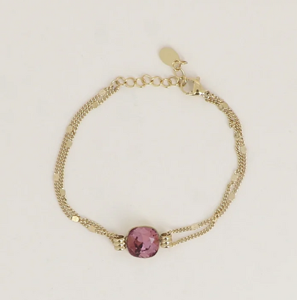 Précommande Bracelet double avec cristal de Swarovski CLARISSE