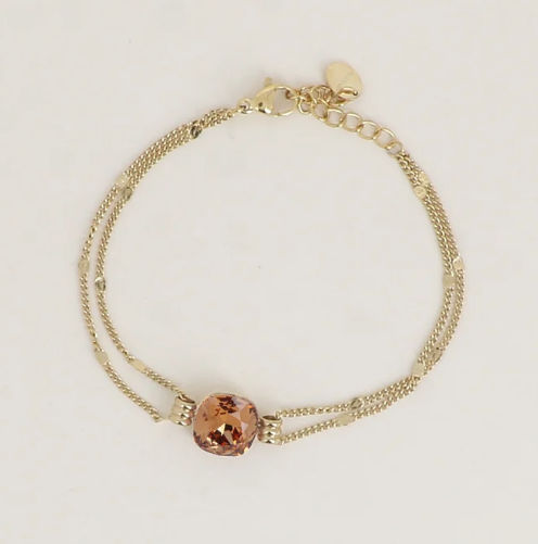 Précommande Bracelet double avec cristal de Swarovski CLARISSE