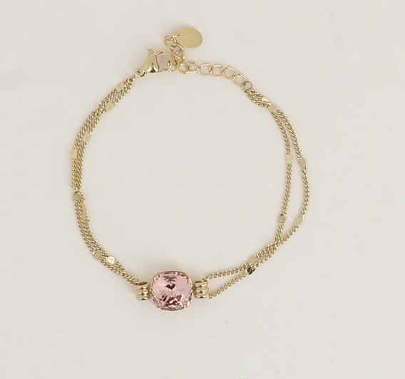 Précommande Bracelet double avec cristal de Swarovski CLARISSE