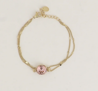 Précommande Bracelet double avec cristal de Swarovski CLARISSE