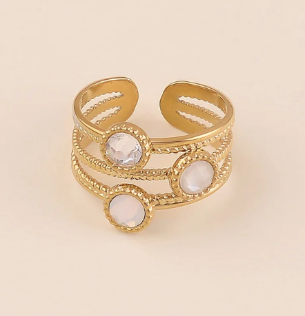 Bague 3 anneaux, ornée de 3 cristaux de Swarovski® DANAE