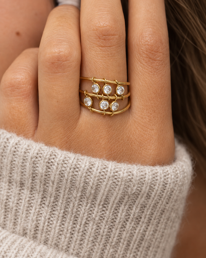 Bague avec rangée de strass ANAIS