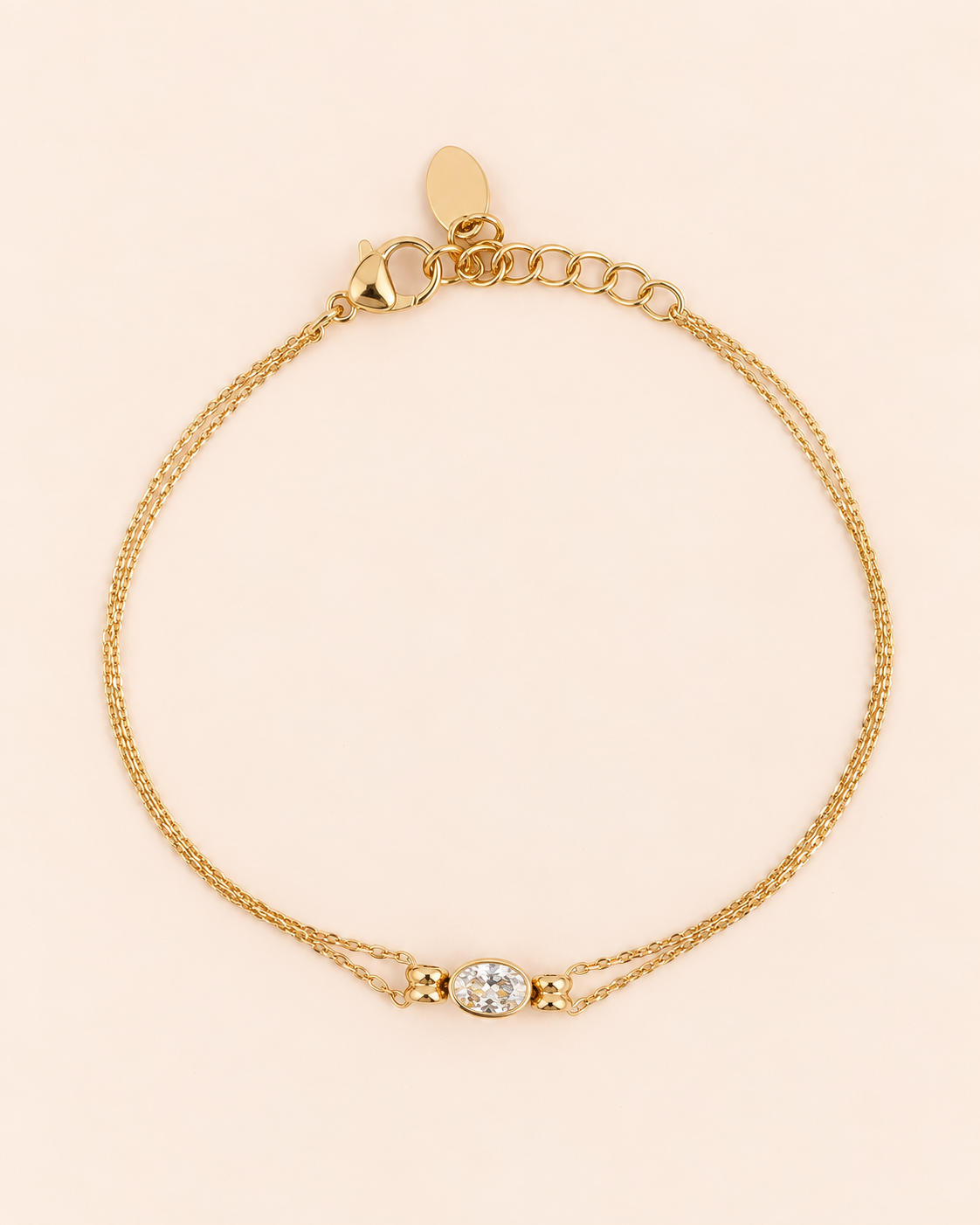 Bracelet double rangs avec cristal ovale LISERON