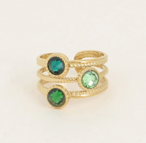 Bague 3 anneaux, ornée de 3 cristaux de Swarovski® DANAE