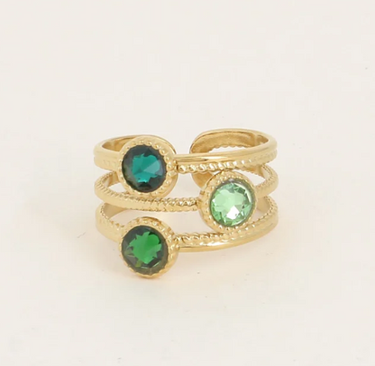 Bague 3 anneaux, ornée de 3 cristaux de Swarovski® DANAE
